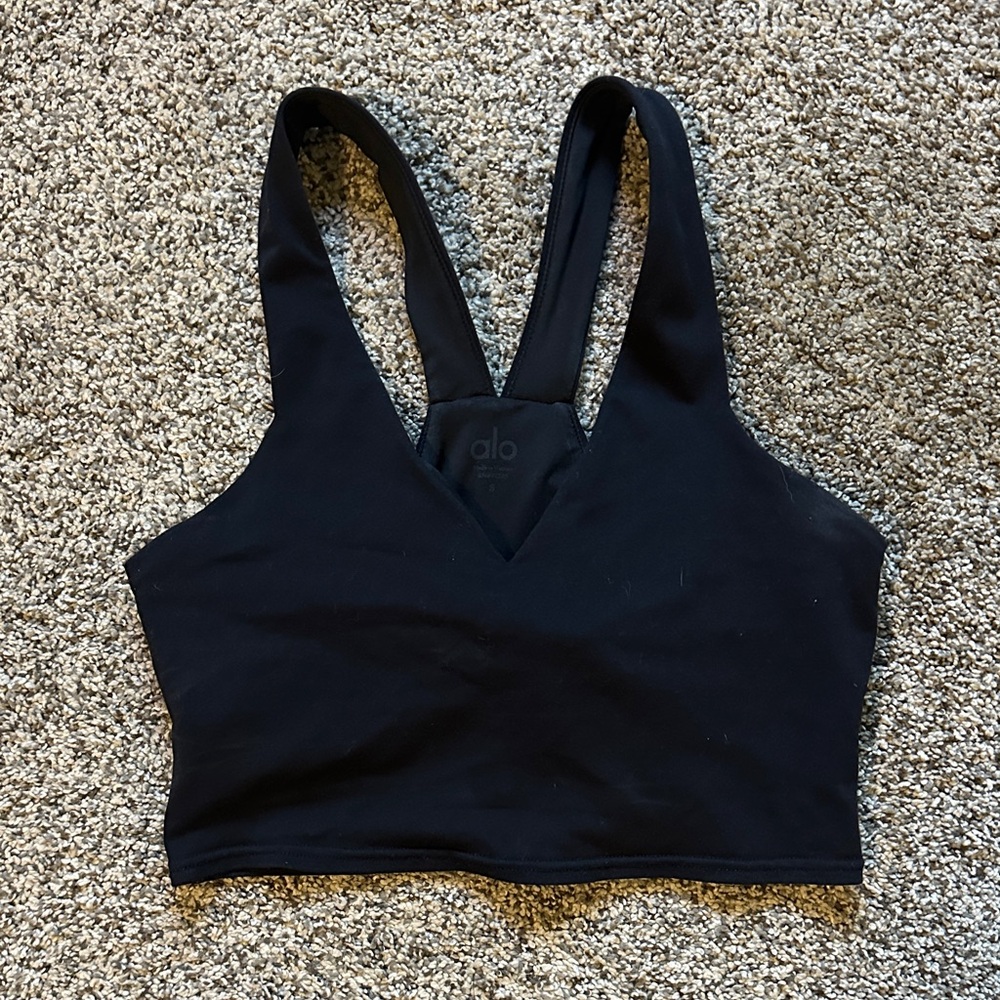 Alo Black Airbrush Real Bra Tank